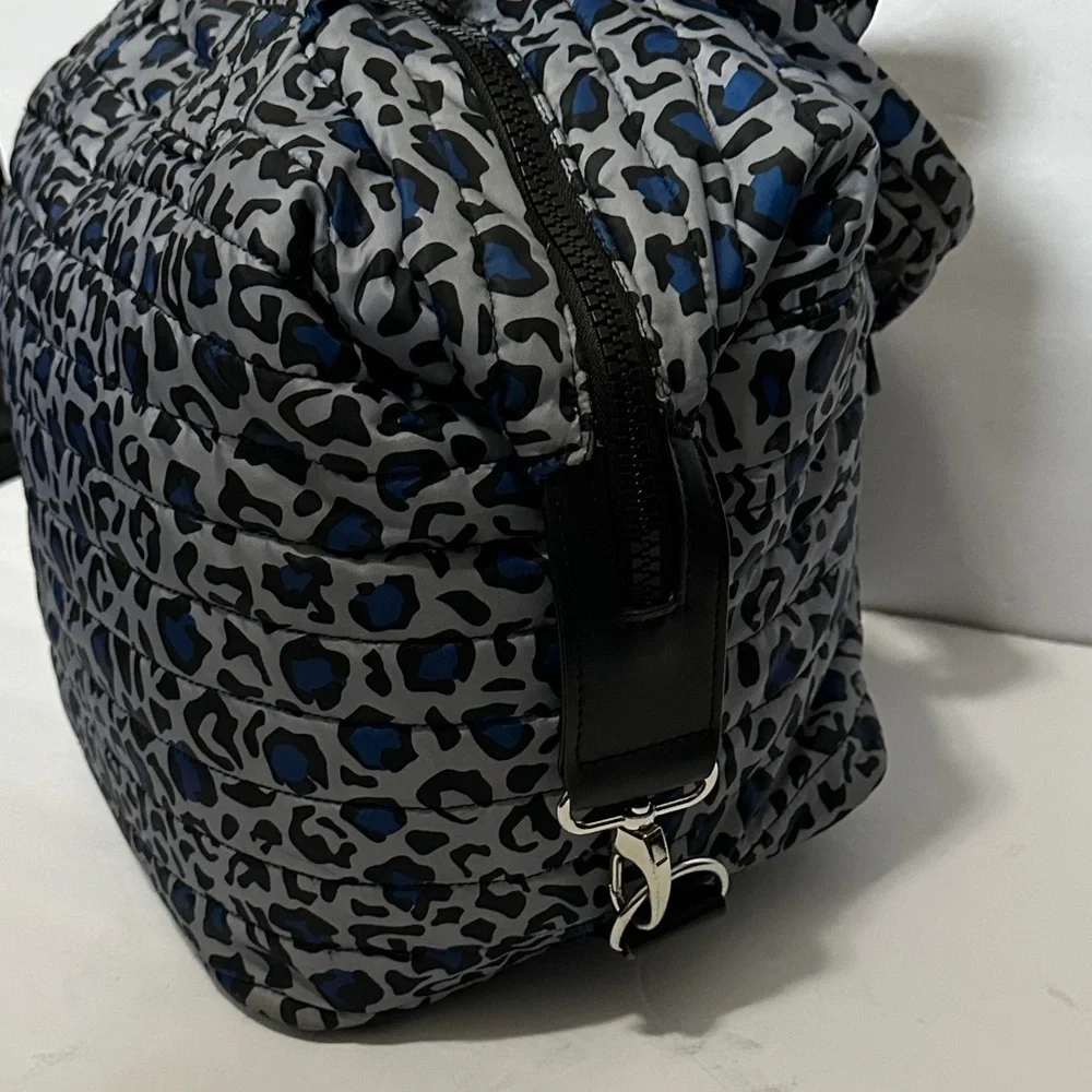 SONDRA ROBERTS Stylish Squared Leopard Print Tote Bag - Gray and Blue EUC